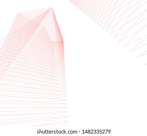 architecture building linear vector 3d illustration 