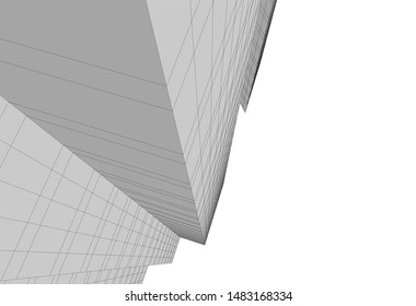 architecture building linear vector 3d illustration 