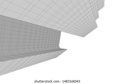 architecture building linear vector 3d illustration 