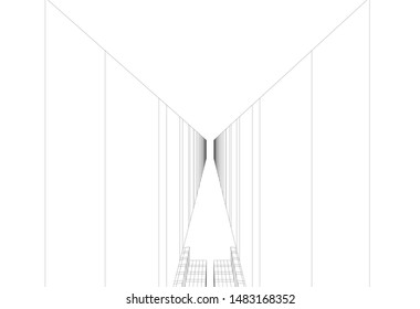 architecture building linear vector 3d illustration 