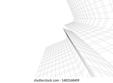 architecture building linear vector 3d illustration 