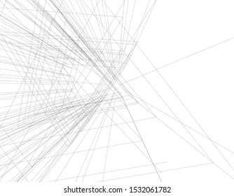 architecture building linear vector 3d illustration 