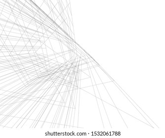 architecture building linear vector 3d illustration 