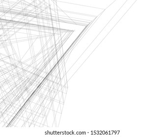 architecture building linear vector 3d illustration 