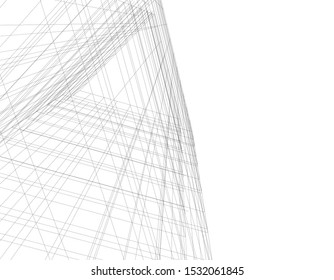 architecture building linear vector 3d illustration 
