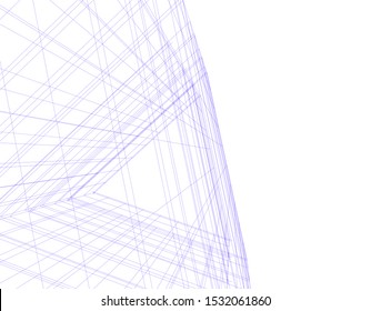 architecture building linear vector 3d illustration 