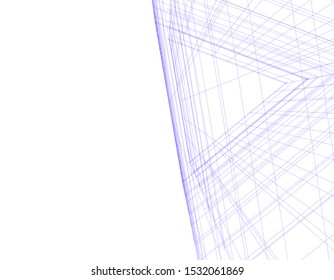 architecture building linear vector 3d illustration 