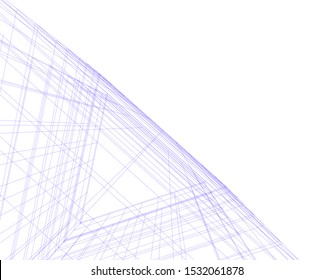 architecture building linear vector 3d illustration 