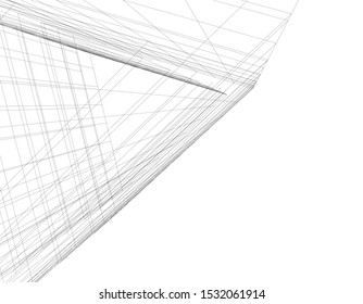 architecture building linear vector 3d illustration 