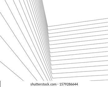 architecture building linear vector 3d illustration 