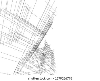 architecture building linear vector 3d illustration 