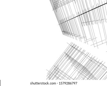 architecture building linear vector 3d illustration 