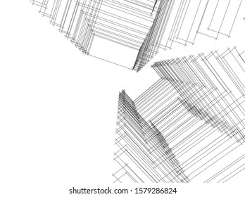 architecture building linear vector 3d illustration 