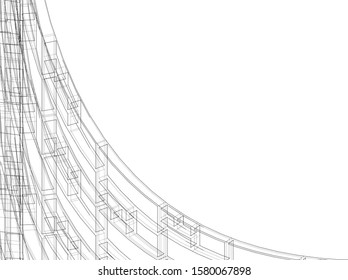 architecture building linear vector 3d illustration 