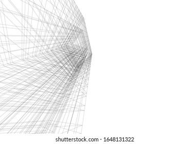 architecture building linear vector 3d illustration 