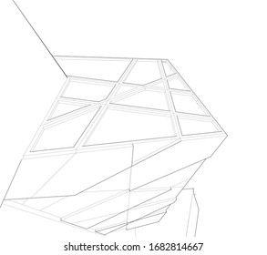 architecture building linear vector 3d illustration 