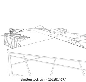 architecture building linear vector 3d illustration 