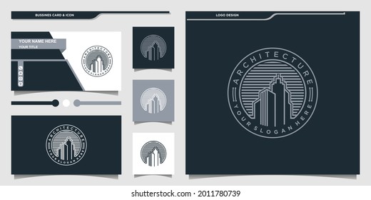 Architecture building logo emblem with creative abstract concept Premium Vector