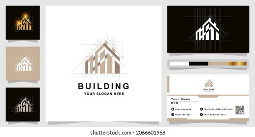 Architecture, building or real estate monogram logo with business card design
