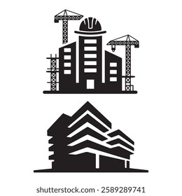 Architecture building silhouette logo icon vector illustration 
