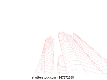 architecture building sketch 3d illustration