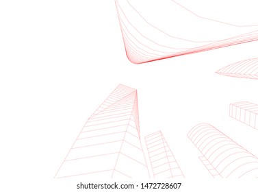 architecture building sketch 3d illustration