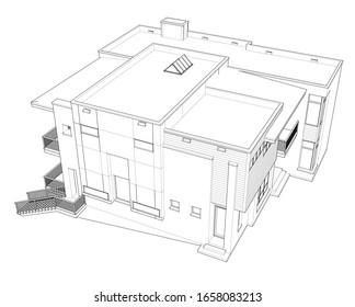 architecture building sketch 3d illustration