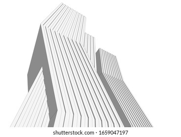 architecture building sketch 3d illustration