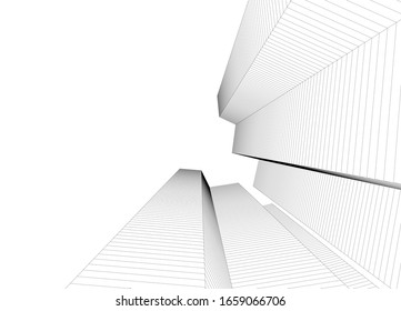 architecture building sketch 3d illustration