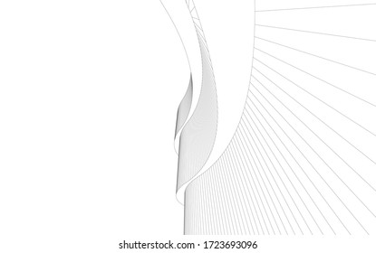  architecture building sketch 3d illustration