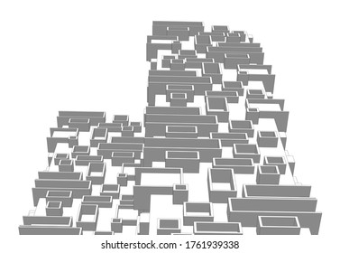 architecture building sketch  3d illustration