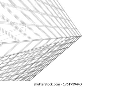 architecture building sketch  3d illustration