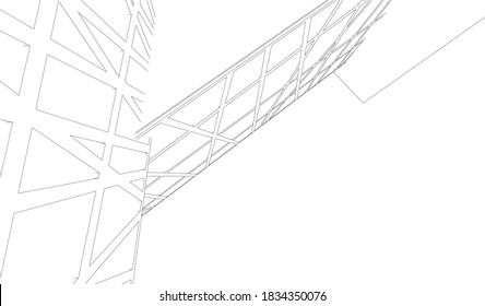 architecture building sketch 3d illustration