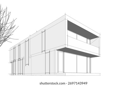 Ilustração do vetor do esboço do edifício da arquitetura