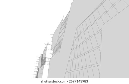 Ilustración vectorial de boceto de edificio de arquitectura