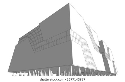 Architecture building sketch vector illustration