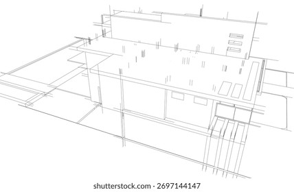 Ilustración vectorial de boceto de edificio de arquitectura