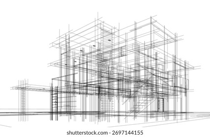 Architecture building sketch vector illustration