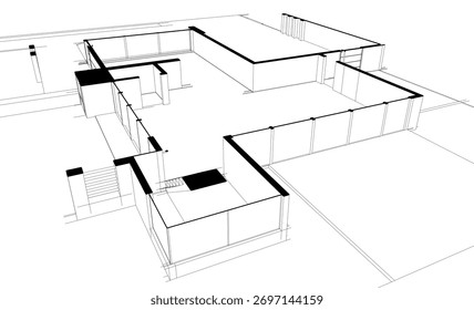 Architektur Gebäude Skizze Vektorgrafik