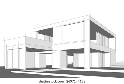 Architektur Gebäude Skizze Vektorgrafik