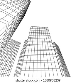 architecture building skyscrapers vector 3d illustration 