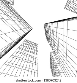 architecture building skyscrapers vector 3d illustration 