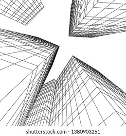 architecture building skyscrapers vector 3d illustration 