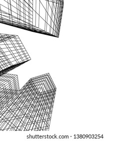 architecture building skyscrapers vector 3d illustration 