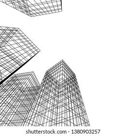 architecture building skyscrapers vector 3d illustration 