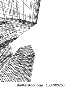 architecture building skyscrapers vector 3d illustration 