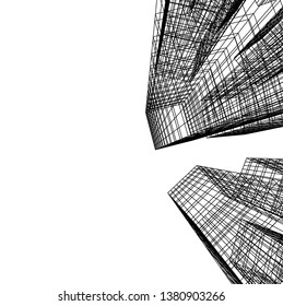 architecture building skyscrapers vector 3d illustration 