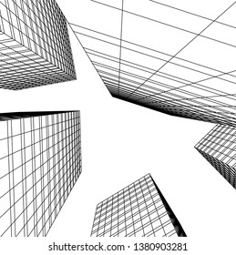 architecture building skyscrapers vector 3d illustration 