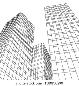 architecture building skyscrapers vector 3d illustration 