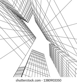 architecture building skyscrapers vector 3d illustration 